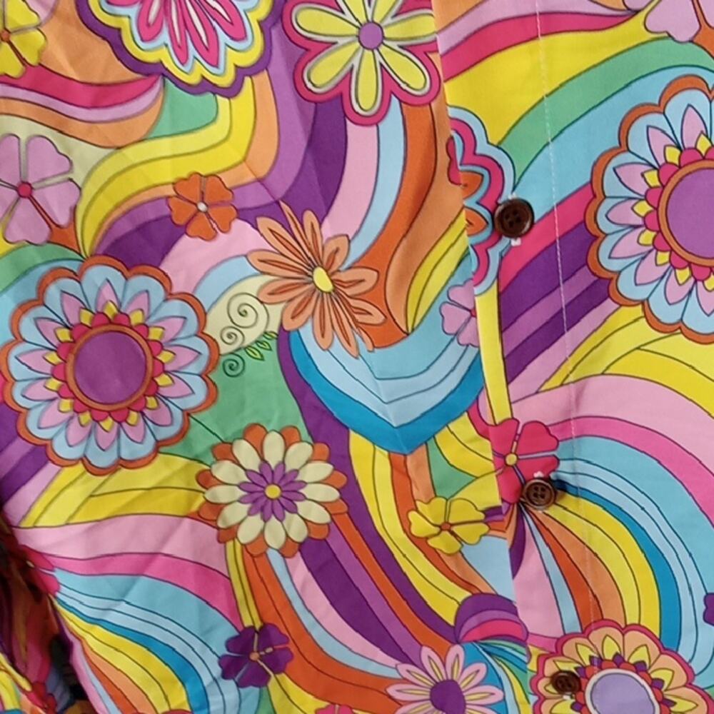 Mainfini Men's Size XL Vibrant Multicolor Button Down Shirt. Hippies - Picture 3 of 9